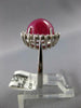 5.35CT DIAMOND & AAA CABOCHON RUBY 14KT WHITE GOLD 3D ROUND & OVAL HALO FUN RING