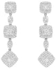 LARGE 2.18CT DIAMOND 14KT WHITE GOLD 3D PRINCESS & ROUND SQUARE HANGING EARRINGS
