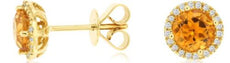 1.66CT DIAMOND & AAA CITRINE 14K YELLOW GOLD 3D CLASSIC ROUND HALO STUD EARRINGS