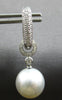 LARGE .50CT DIAMOND & AAA SOUTH SEA PEARL 18K WHITE GOLD HUGGIE HANGING EARRINGS