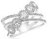 ESTATE 1.20CT DIAMOND 14K WHITE GOLD MULTI FLOWER CRISS CROSS INFINITY LOVE RING