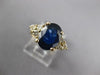 3CT DIAMOND & AAA SAPPHIRE 14K YELLOW GOLD OVAL TRIANGULAR ENGAGEMENT RING 27324
