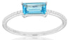 .83CT DIAMOND & AAA BLUE TOPAZ 14KT WHITE GOLD 3D EMERALD CUT & ROUND FUN RING