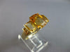 LARGE 8.26CT AAA EF CITRINE 14KT YELLOW GOLD 3D CUSHION 3 STONE FUN RING #27545