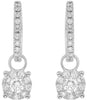 .91CT DIAMOND 14KT WHITE GOLD CLASSIC SOLITAIRE HALO LEVERBACK HANGING EARRINGS