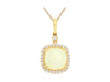 1.58CT DIAMOND & AAA OPAL 14KT YELLOW GOLD CUSHION & ROUND HALO FILIGREE PENDANT
