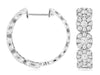 ESTATE 1.98CT DIAMOND 14KT WHITE GOLD 3D MULTI FLOWER HUGGIE HANGING EARRINGS
