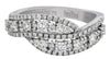 ESTATE .76CT DIAMOND 18KT WHITE GOLD 3D ROUND DOUBLE LEAF CRISS CROSS FUN RING