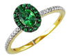 .74CT DIAMOND & AAA GREEN GARNET 14KT YELLOW GOLD OVAL & ROUND FRIENDSHIP RING