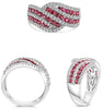 1.68CT DIAMOND & AAA RUBY 14KT WHITE GOLD 3D ROUND MULTI ROW INFINITY LOVE RING