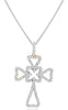 ESTATE .28CT DIAMOND 14K YELLOW GOLD 3D ROUND MULTI HEART CROSS FLOATING PENDANT