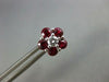 ESTATE 1.83CT DIAMOND & AAA RUBY 18KT WHITE GOLD 3D CLASSIC FLOWER STUD EARRINGS