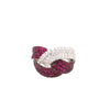 LARGE 2.86CT DIAMOND & AAA RUBY 18KT WHITE GOLD MULTI ROW CRISS CROSS KNOT RING