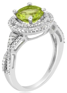 1.96CT DIAMOND & AAA LEMON QUARTZ 14KT WHITE GOLD 3D ROUND FRIENDSHIP LOVE RING