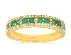 .60CT DIAMOND & AAA EMERALD 14KT YELLOW GOLD 3D SEMI ETERNITY ANNIVERSARY RING