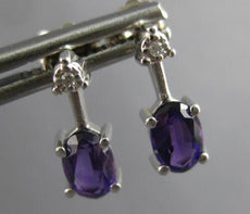 1.02CT DIAMOND & AAA AMETHYST 14K WHITE GOLD OVAL & ROUND ARROW HANGING EARRINGS