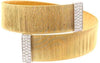 EXTRA LARGE .74CT DIAMOND 18KT TWO TONE GOLD STRIATED SNAKE CUFF BANGLE BRACELET