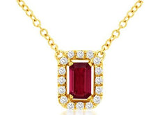 .46CT DIAMOND & AAA RUBY 14KT YELLOW GOLD 3D EMERALD CUT & ROUND SQUARE NECKLACE