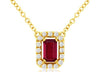 .46CT DIAMOND & AAA RUBY 14KT YELLOW GOLD 3D EMERALD CUT & ROUND SQUARE NECKLACE