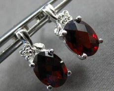 3.05CT DIAMOND & AAA GARNET 14KT WHITE GOLD 3D OVAL & ROUND FUN HANGING EARRINGS