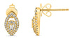 .33CT DIAMOND 14KT YELLOW GOLD 3D ROUND & BAGUETTE TEAR DROP LEAF STUD EARRINGS