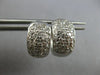 WIDE 1.0CT DIAMOND 14KT WHITE GOLD 3D CLASSIC MULTI ROW HUGGIE HANGING EARRINGS