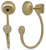 ESTATE .09CT DIAMOND 14KT YELLOW GOLD 3D ROUND FLOWER UMBRELLA HANGING EARRINGS