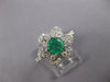 ESTATE 1.39CT DIAMOND & AAA EMERALD 14KT WHITE GOLD 3D ROUND FLOWER LOVE RING