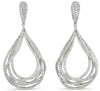 LARGE 4.75CT DIAMOND 14KT WHITE GOLD 3D OPEN TEAR DROP COCKTAIL HANGING EARRINGS