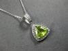 .90CT DIAMOND & AAA PERIDOT 14KT WHITE GOLD 3D TRILLION & ROUND FLOATING PENDANT