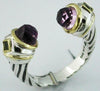 LARGE 2.60CT AAA AMETHYST & PERIDOT 14K YELLOW GOLD & 925 SILVER 3D TENSION RING