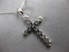 ESTATE .27CT DIAMOND 14KT WHITE GOLD 3D ROUND FILIGREE CROSS FLOATING PENDANT