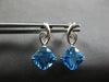 3.46CT DIAMOND & AAA BLUE TOPAZ 14KT WHITE GOLD CUSHION & ROUND HANGING EARRINGS