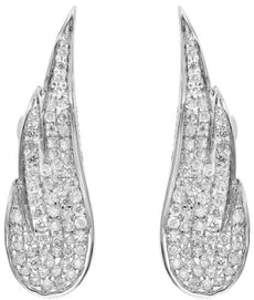.90CT DIAMOND 14T WHITE GOLD 3D MULTI ROW TMULTI LEAF TEAR DROP HANGING EARRINGS