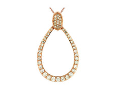 .66CT DIAMOND 14KT ROSE GOLD 3D GRADUATING OPEN TEAR DROP FUN FLOATING PENDANT
