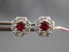 ESTATE .63CT DIAMOND & AAA RUBY 14KT WHITE GOLD 3D CLASSIC FLOWER STUD EARRINGS