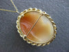 ESTATE LARGE 14KT YELLOW GOLD 3D CLASSIC LADY CAMEO FLOATING PENDANT PIN