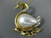 ANTIQUE .21CT DIAMOND EMERALD & MABE PEARL 14KT 2 TONE GOLD DUCK PENDANT BROOCH