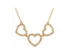 ESTATE .15CT DIAMOND 14KT YELLOW GOLD 3D TRIPLE OPEN HEART LOVE NECKLACE