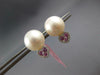 .37CT DIAMOND & AAA PINK SAPPHIRE & SOUTH SEA PEARL 14K WHITE GOLD STUD EARRINGS