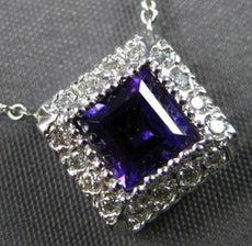 .70CT DIAMOND & AAA AMETHYST 14KT WHITE GOLD PRINCESS & ROUND HALO LOVE NECKLACE