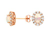 ESTATE 1.60CT DIAMOND & AAA OPAL 14K ROSE GOLD OVAL & ROUND FLOWER STUD EARRINGS