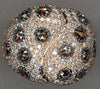 LARGE 4.03CT WHITE & FANCY YELLOW ROSE CUT DIAMOND 18KT ROSE GOLD MULTI ROW RING