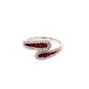 ESTATE .84CT DIAMOND & AAA RUBY 18KT WHITE GOLD 3D CRISS CROSS SNAKE FUN RING
