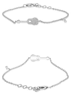 .10CT DIAMOND 14K WHITE GOLD ROUND 3D GUITAR & MUSICAL NOTE BY THE YARD BRACELET