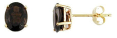 2.25CT AAA SMOKY TOPAZ 14KT YELLOW GOLD 3D OVAL CLASSIC SOLITAIRE STUD EARRINGS