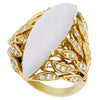 .79CT DIAMOND & AAA WHITE CHALCEDONY 18KT YELLOW GOLD MARQUISE MULTI LEAF RING