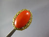 ANTIQUE LARGE AAA CORAL 18K YELLOW GOLD 3D CLASSIC OVAL LOVE KNOT FUN RING 26884
