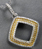 LARGE .33CT DIAMOND 14KT 2 TONE GOLD 3 ROW SQUARE GEOMETRICAL FLOATING PENDANT