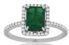 1.80CT DIAMOND & AAA EMERALD 14KT WHITE GOLD 3D EMERALD CUT HALO ENGAGEMENT RING